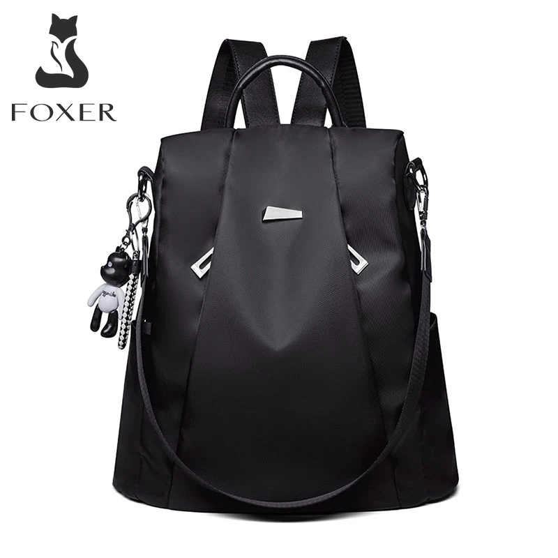 FOXER Brand Letter Lady Preppy Style Backpack Girl High Capacity Anti-Theft Zipper Fabric School Bag Women's Fashion Travel Bags