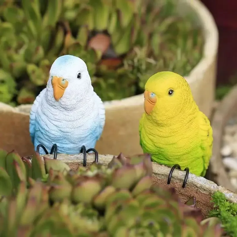 

Parrot Decoration in Pastoral Style Resin Parrot Garden Decoration Tropical Bird Sculpture Garden Courtyard Potted Plant