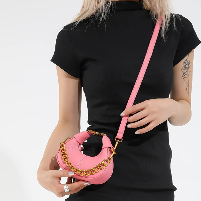 

Texture Chains Mini Bag For Girls High-end Zipper Crossbody Bags Pu Leather Headphone Handbag Korean Kids Cute Change Pocket