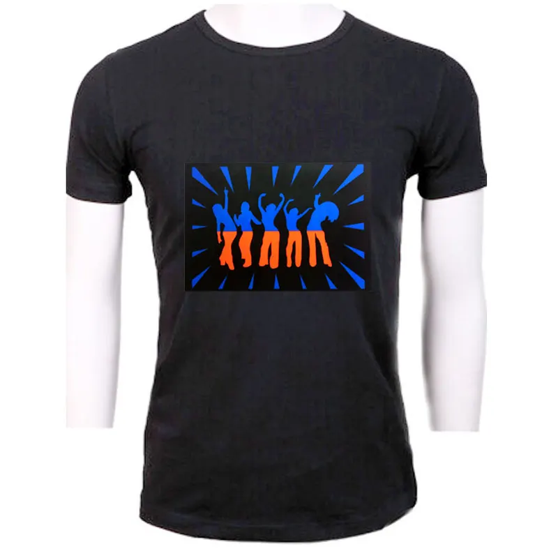 Music Dance Flashing T-shirt Sound Activated LED Tshirt Light Up And Down Flashing T-Shirt