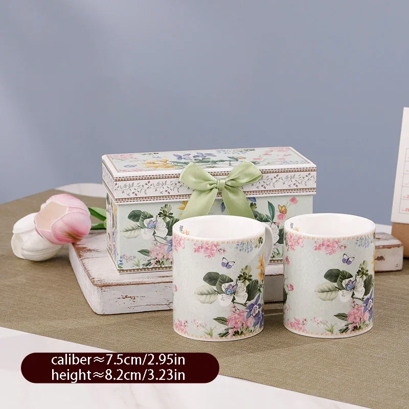 Pretty Cartoon Style High Temperature Fired Ceramics Coffee Mug Set Glazed Color Process High-Capacity Gift Box Packaging Cup