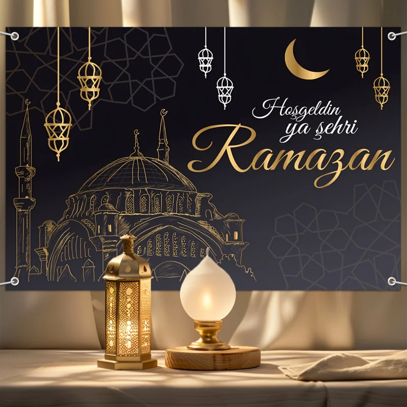 VIKAMA Willkommen Ramadan Banner - Innenraum-Dekoration, Ramadan-Themen Wandbehang