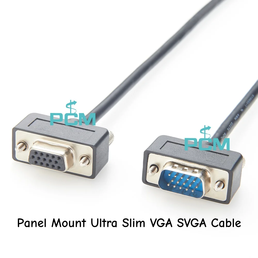 パネルマウント超薄型vga-svgaオス-メスケーブル-hd15-vgaビデオケーブル-コンピューターモニター、ディスプレイ、プロジェクター、産業用