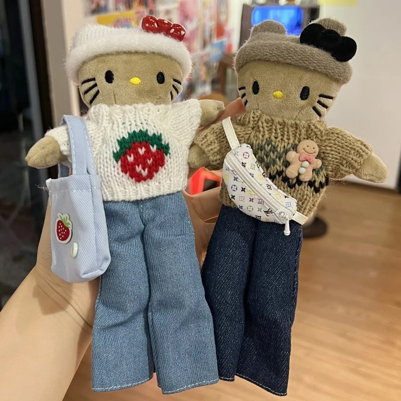 سانريو كارتون مرحبا كيتي سيقان طويلة كيتي حقيبة سحر لطيف الجينز معطف غامض سيدة نمط أفخم سلسلة مفاتيح من الكرتون هدية الكريسماس