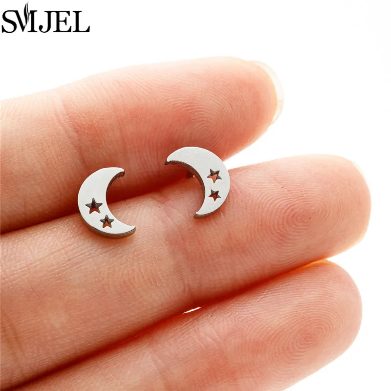 Women's Stainless Steel Mini Stud Earrings, Geometric Design