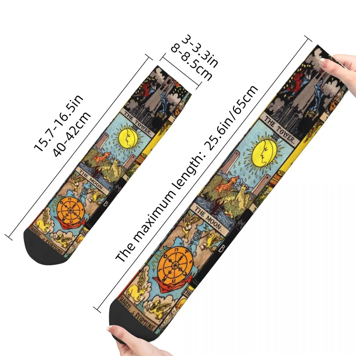 Hip Hop Retro The Major Arcana Of Tarot Crazy calzini a compressione da uomo Unisex Moon Harajuku calzino divertente stampato senza cuciture