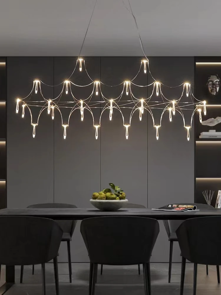 Restaurant Strip Chandelier Postmodern Light Luxury Lobby Front Desk Lamp Designer Minimalist Bar Dining Table Crystal Led Lamp