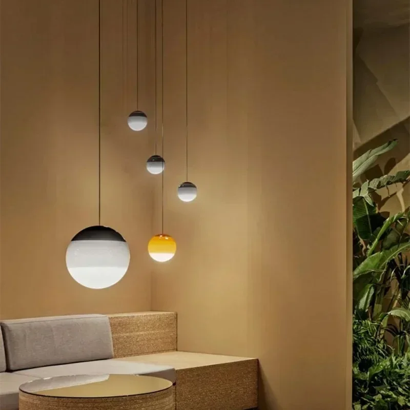 Gradientowa kolorowa lampa wisząca LED nowoczesny design minimalistyczny żyrandol lampy wiszące do sypialni salony oświetlenie wewnętrzne