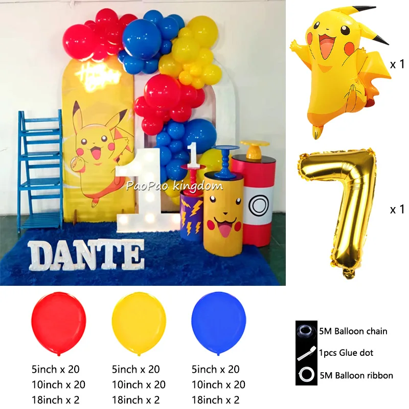 Liebliches Pikachu-Themen-Ballon-Dekorationsset Cartoon-Folienballons Blitzballon-Set Kindergeburtstags-Party-Deko-Zubehör – Detail 25