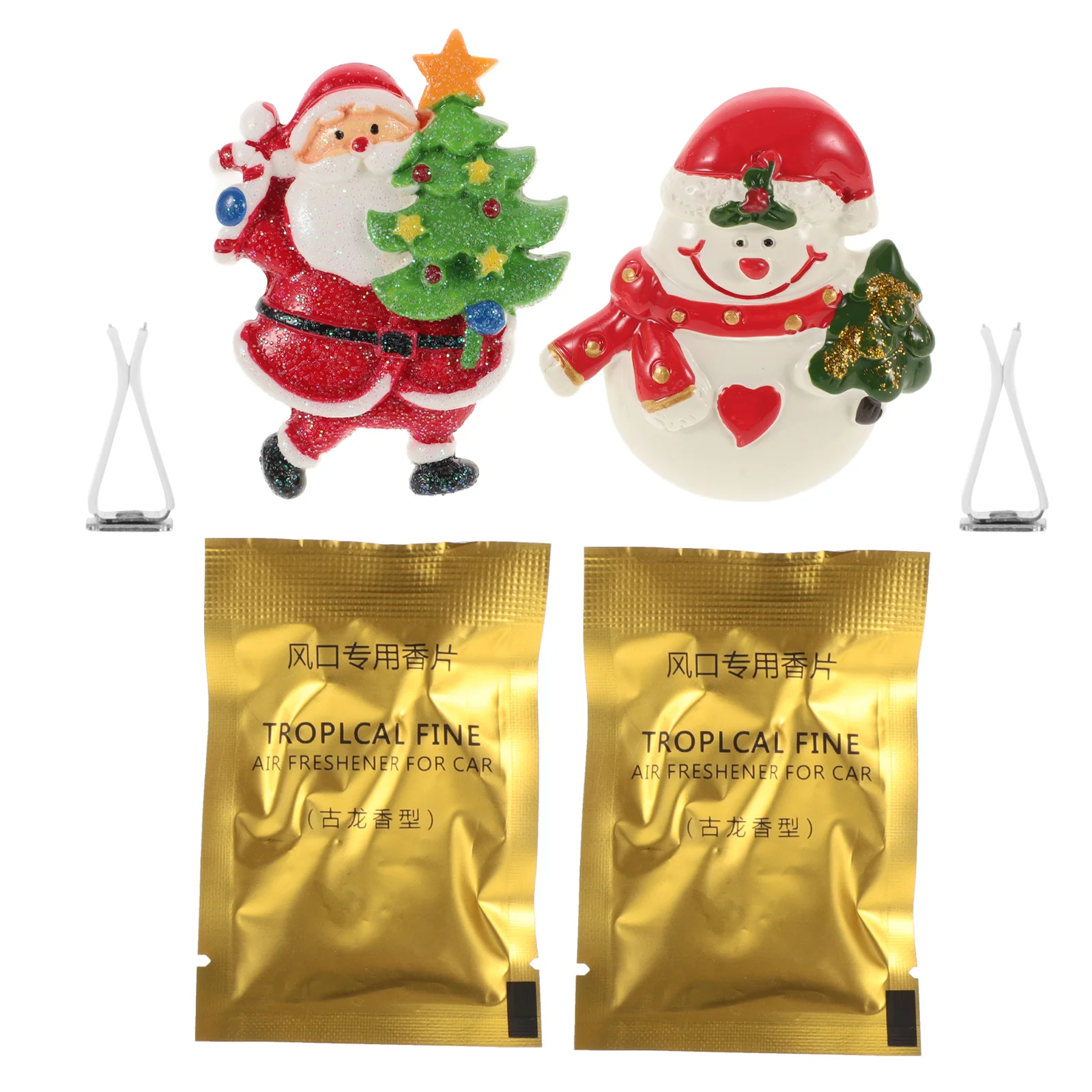 

2Pcs Christmas Car Vent Clips Santa Snowman Aromatherapy Diffuser Fresh Scent Air Outlet Car Decoration Christmas Bling Decor