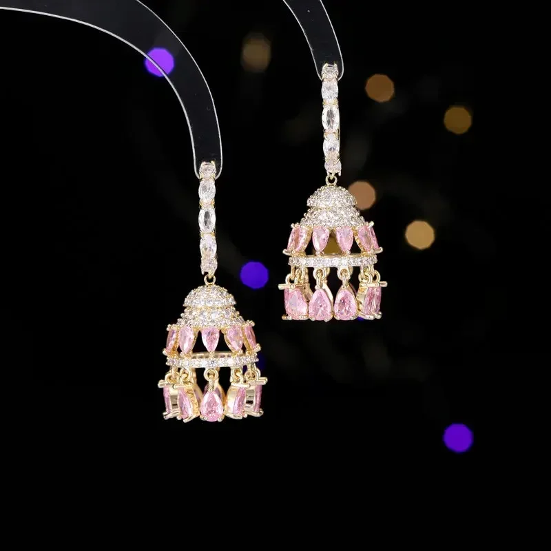 Charm Cubic Zircon Tassel Bell Drop Earrings Fashion Women Jewelry Indian Jhumka Jhumki 2024 Crystal Rhinestone Earrings Gifts