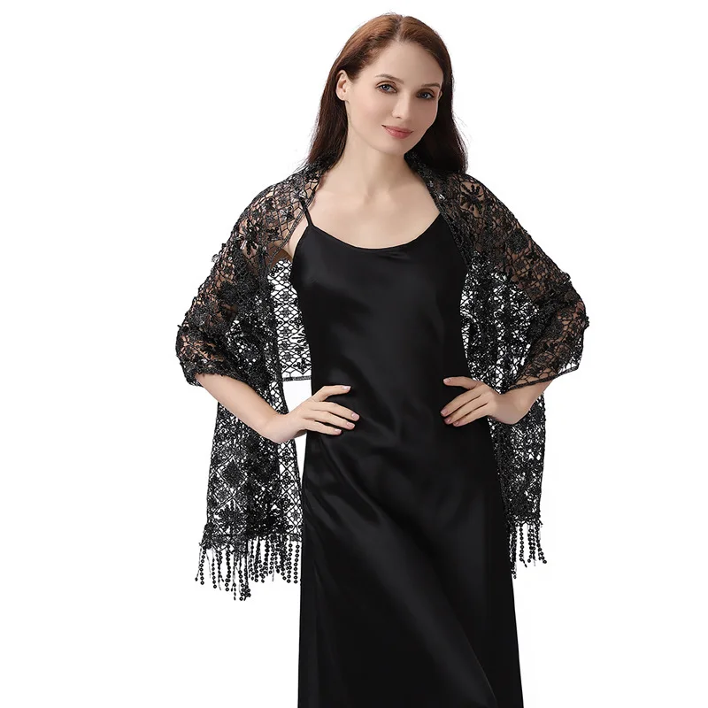 

Small Floral Water Soluble Sequin Bride Bridesmaid Evening Dress Cheongsam Dance Party Shawl Woman