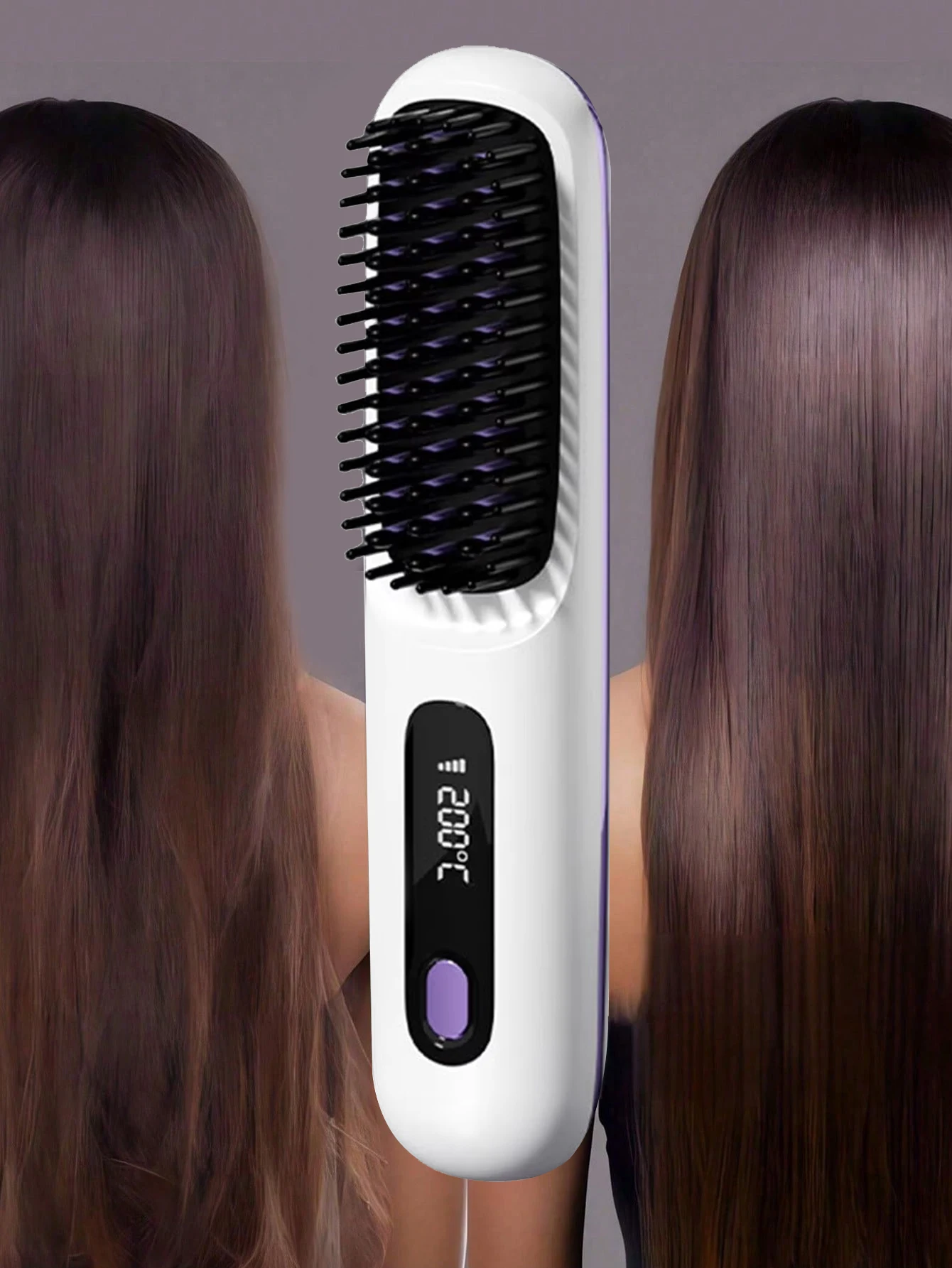 

Электрический мини-ЖК-выпрямитель для волос USB беспроводной портативный перезаряжаемый 4000 мАч нагревательная расческа женский инструмент для укладки