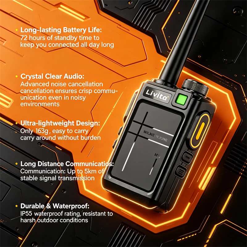 UHF PMR446 Walkie Talkie 16 Channels Long Range Rechargeable Two Way Radio with USB Charger Waterproof for Outdoor Camping