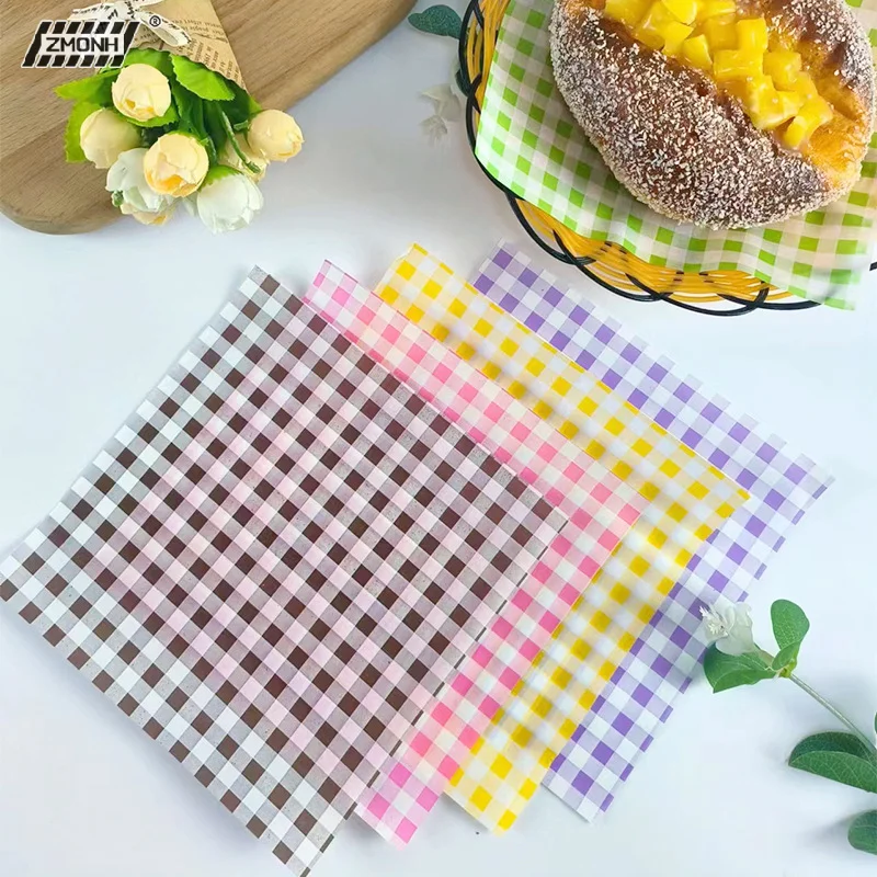 

[H]50pcs Food Waxed Paper Oil-Proof Wax Paper Bread Sandwich Burger Fries Macarons Packaging Kitchen Baking Tool Packaging Decor