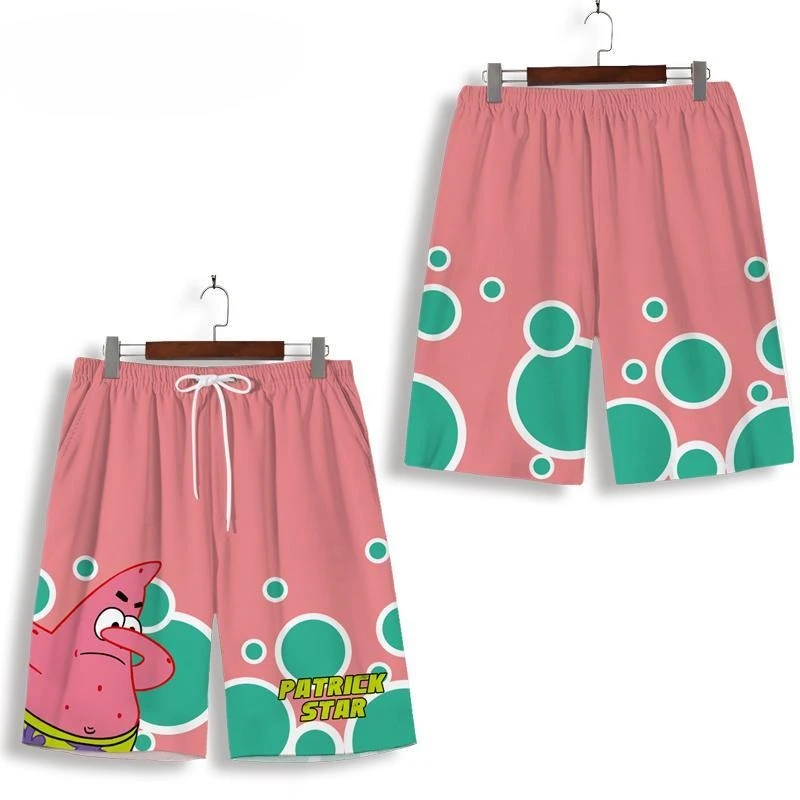 2026 SpongeBob Pai Big Star Animation 3D Printing Shorts for Children's Men Anime Oversize Pants for Water Beach Pants