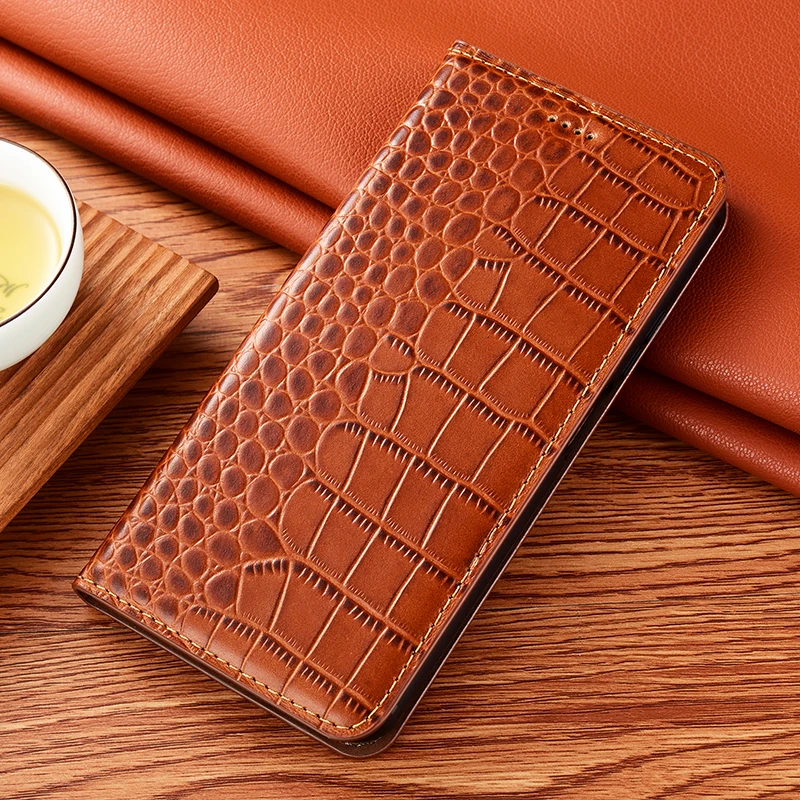 For Honor X9A X9B X8A X7A X6A X50 X40 X30 X20 X10 X9 X8 X7 X6 4G 5G Max Crocodile Genuine Luxury Flip Leather Phone Cover Cases