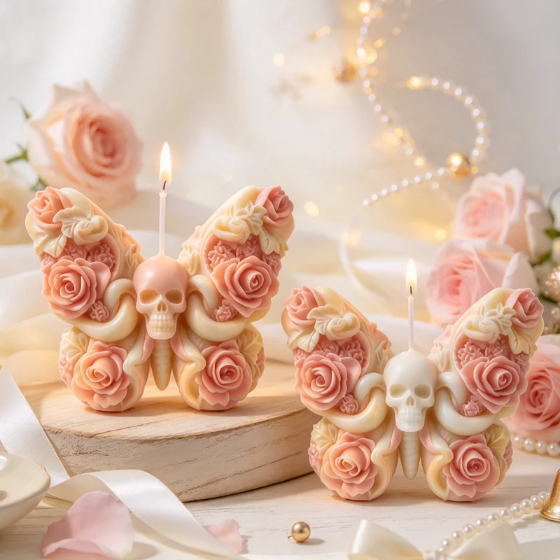 3D Skull Rose Hand Candle Silicone Mold DIY for Halloween Aroma Plaster Gypsum Resin Wax Craft Home Decor Gift