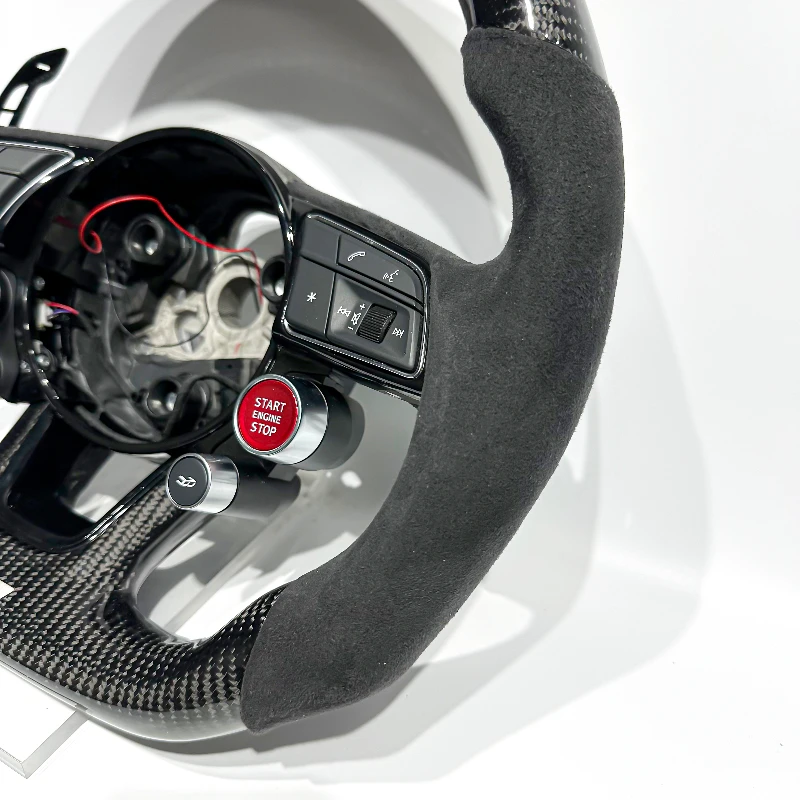 Custom Carbon Fiber Steering Wheel for Sedan Series A3 A4 A5 S3 S4 S5 RS3 RS4 RS5 D-shape Sport Design with Paddel Shifter