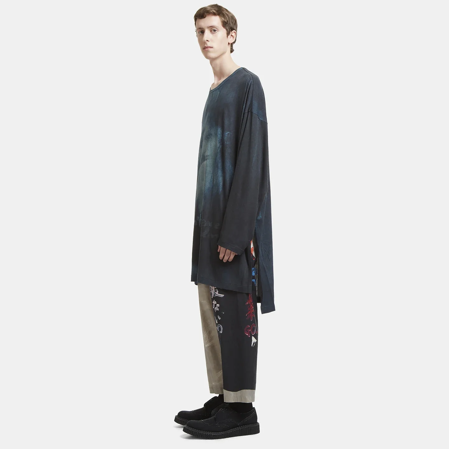 YOJI OOAK PRIMT طويل تي شيرت Uchida Bird رفض أن أكل مطبوعة ايوسل قلنسوة من القطن الفن مرسومة باليد #3