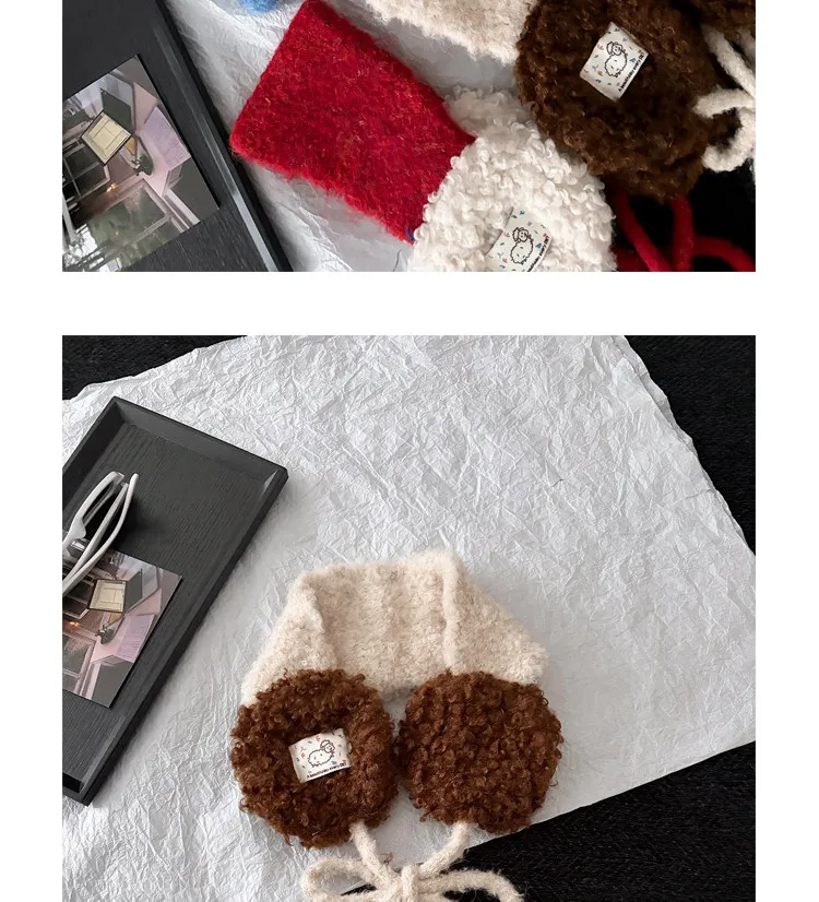 New Ins Style Contrast Color Strap Plush Earmuffs for Women Autumn Winter Cute Warm Outdoor Casual Versatile Headwear Ear Warmer