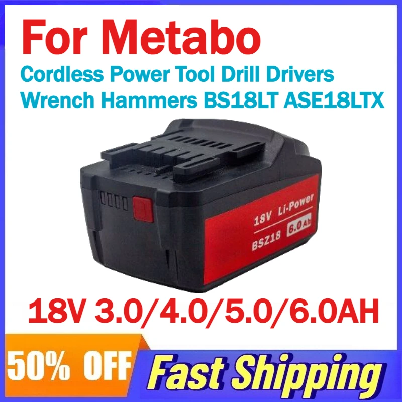 

18V 3.0/4.0/5.0/6.0AH Battery for Metabo Cordless Power Tool Drill Drivers Wrench Hammers BS18LT ASE18LTX