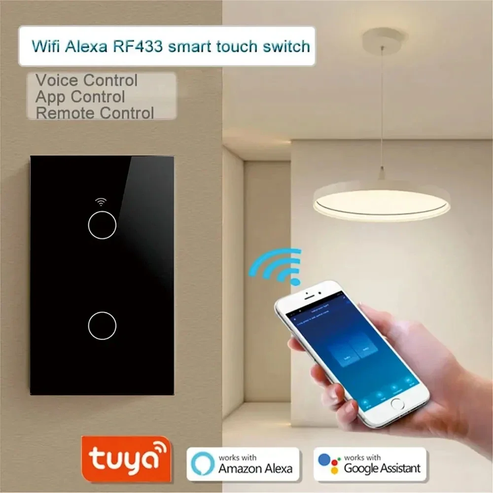 Tuya Smart Life Light Switch WiFi Touch Sensor APP Remote Control No Neutral Wire 110V 220V For Alexa Google Home