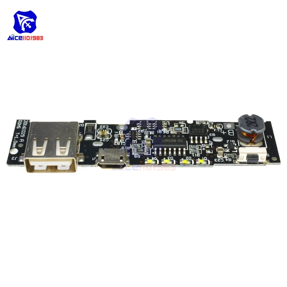 diymore 5V 1A 18650 Li-on Lithium Battery Charging Module Power Bank Charger Board PCB Step Up Boost Power Module