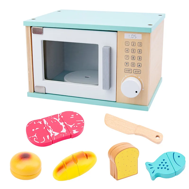 Conjunto de brinquedos de cozinha de madeira para crianças, mini kit de brinquedos para cozinhar e assar, aprendizagem precoce, acessórios educacionais