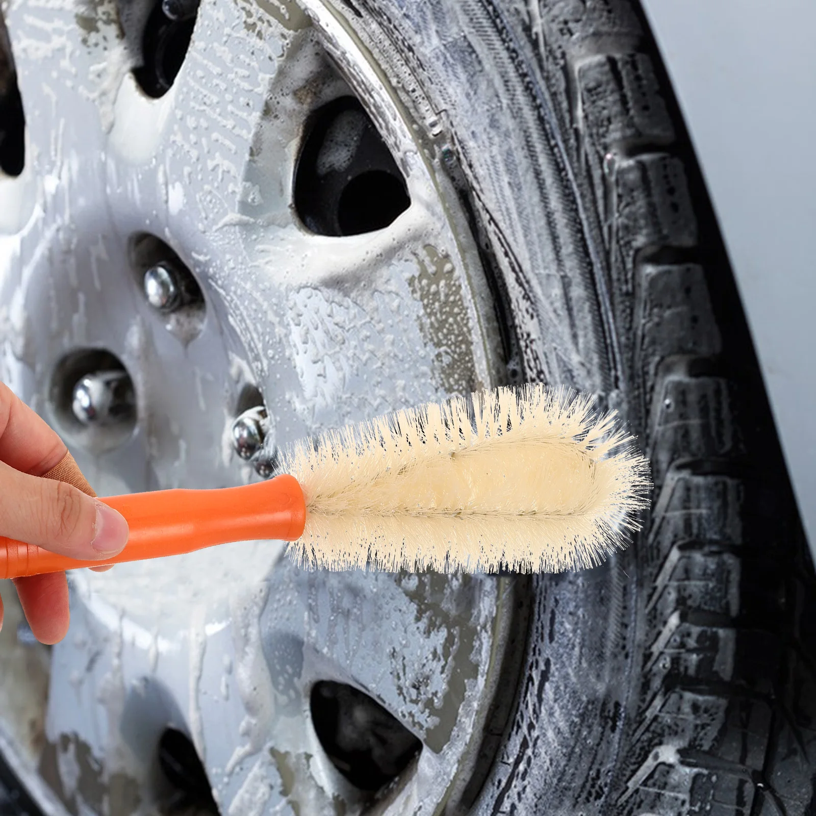 

2pcs Car Wheel Hub Cleaning Brush Gentle Bristles Efficient Rim Tire Washing Tool detailing wheel brushes versatile use handheld
