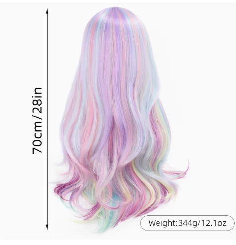 Grey Wig With Pink Long Body Wave T Part Lace Front 100%  Hair Wig Glueless