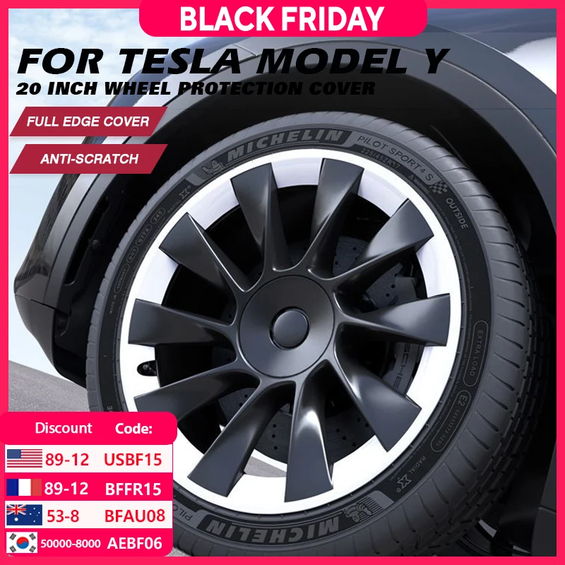 

4 шт. защитное кольцо ступицы колеса для Tesla Model Y, 20-дюймовое защитное кольцо для края, сменное полное кольцо обода, аксессуары 2018-2023