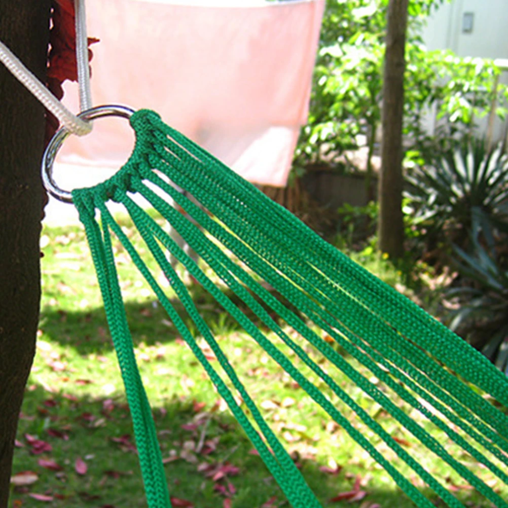 

Portable Hammock Hanging Nap Bed Premium Nylon Cord Durable Breathable Outdoor Leisure Cool Holiday Camping Hiking Picnic Travel