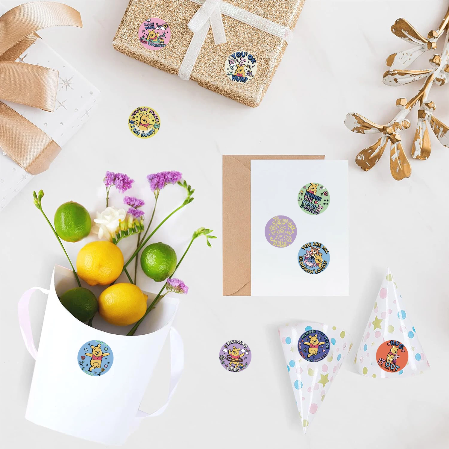 ديزني 500 قطعة بوه الدب لفة ملصق مذكرات الكمبيوتر المحمول الأمتعة سكيت الكرتون ملصق متعة الكلاسيكية هدية الديكور