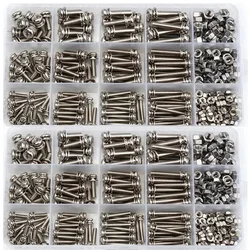 360Pcs Stainless Steel Screws Threaded Head Screw Bolt and Nut Set Cross Round Flat Spring Washer M3 M4 M5 Screws Kit Accessory