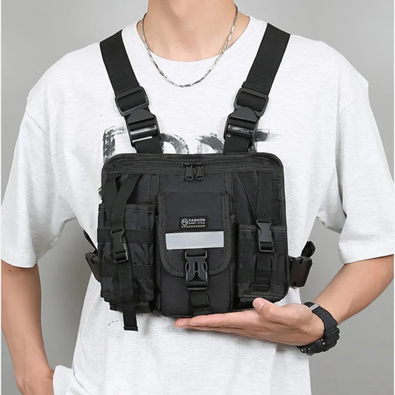 Multi-pocket Tactical Vest Backpack Outdoor Sports Cycling Bike Bag Multifunctional Off-road Vest Bag Men's Backpack Chest Bag
