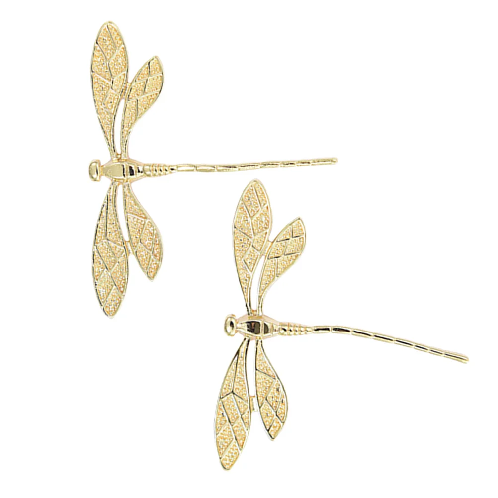 

2 Pcs Large Zipper Pendant Gold Decor Dragonfly Shaped Pendants Cylinder Key Necklace