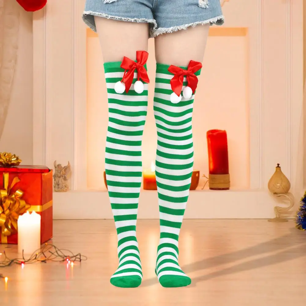 Green Socks Colorful Retro Christmas Stockings with Anti-slip Design for Cosplay Performances Mini Dress Skirts for Pairing