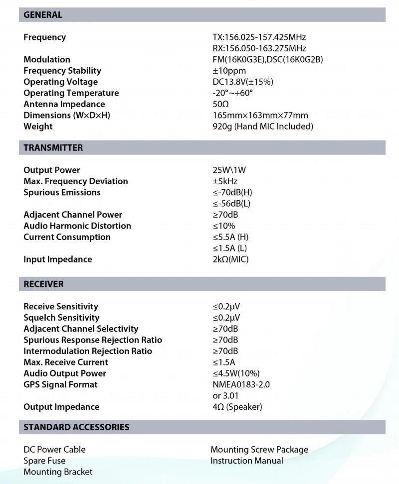 Transcsec radio marine KV-290 VHF DSC avec classe D intégrée Talkie Walperforé directement en usine