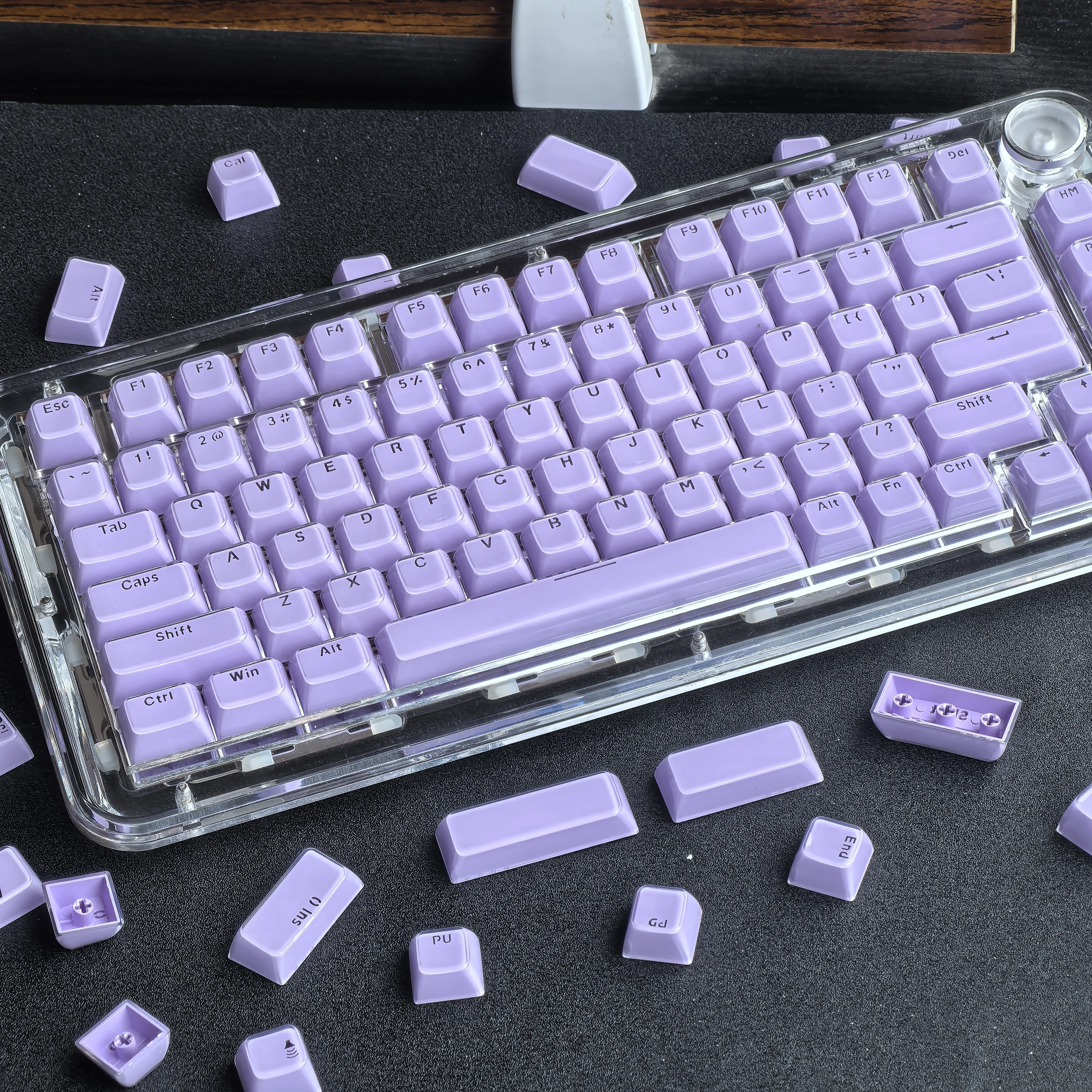 Capuchons de touches violet clair, gelée gravée en cristal, 135 caractères, Pc Transparent, Oem 2.25/2.75U, barre spatiale Alice Iso