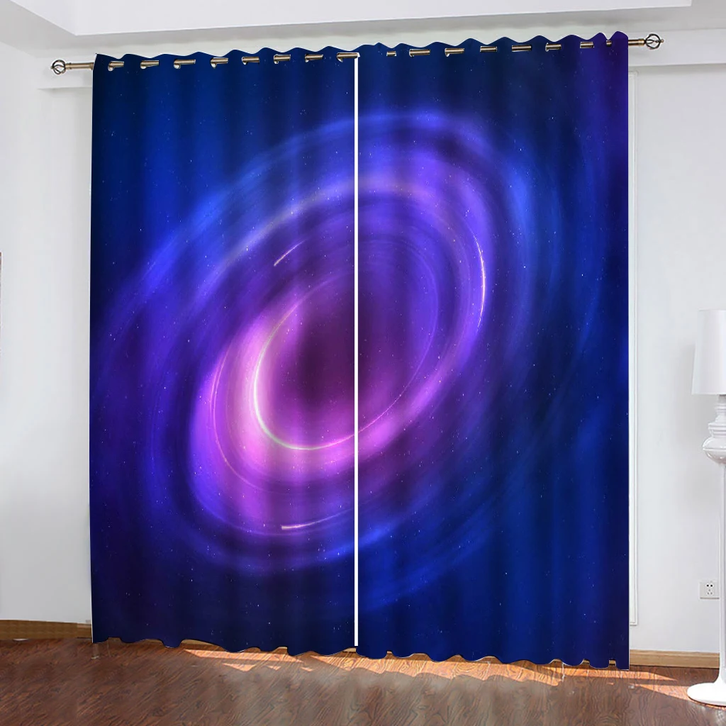 Custom blue stars blackout curtains 3D Curtain Printing Blockout Polyester 3D Window Curtains Living Room wedding bedroom