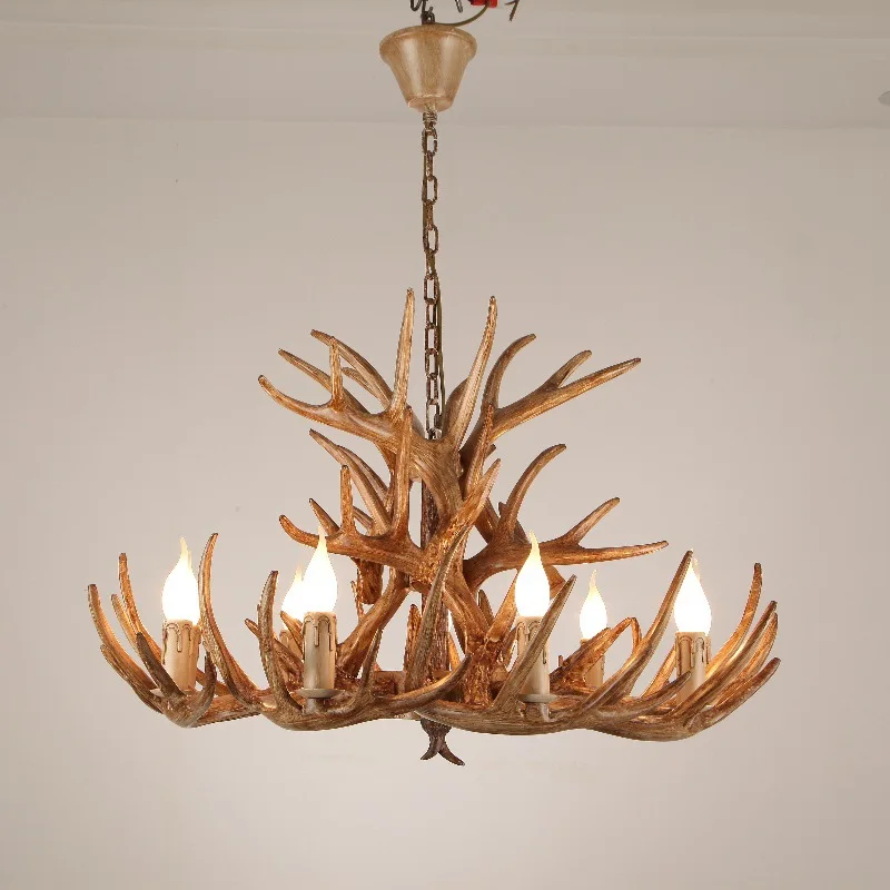 American Retro Deer Horn Led Pendant Light Hot Pot Restaurant Lamp Clothing Store Living Room Bar Counter Art Decor Chandelier