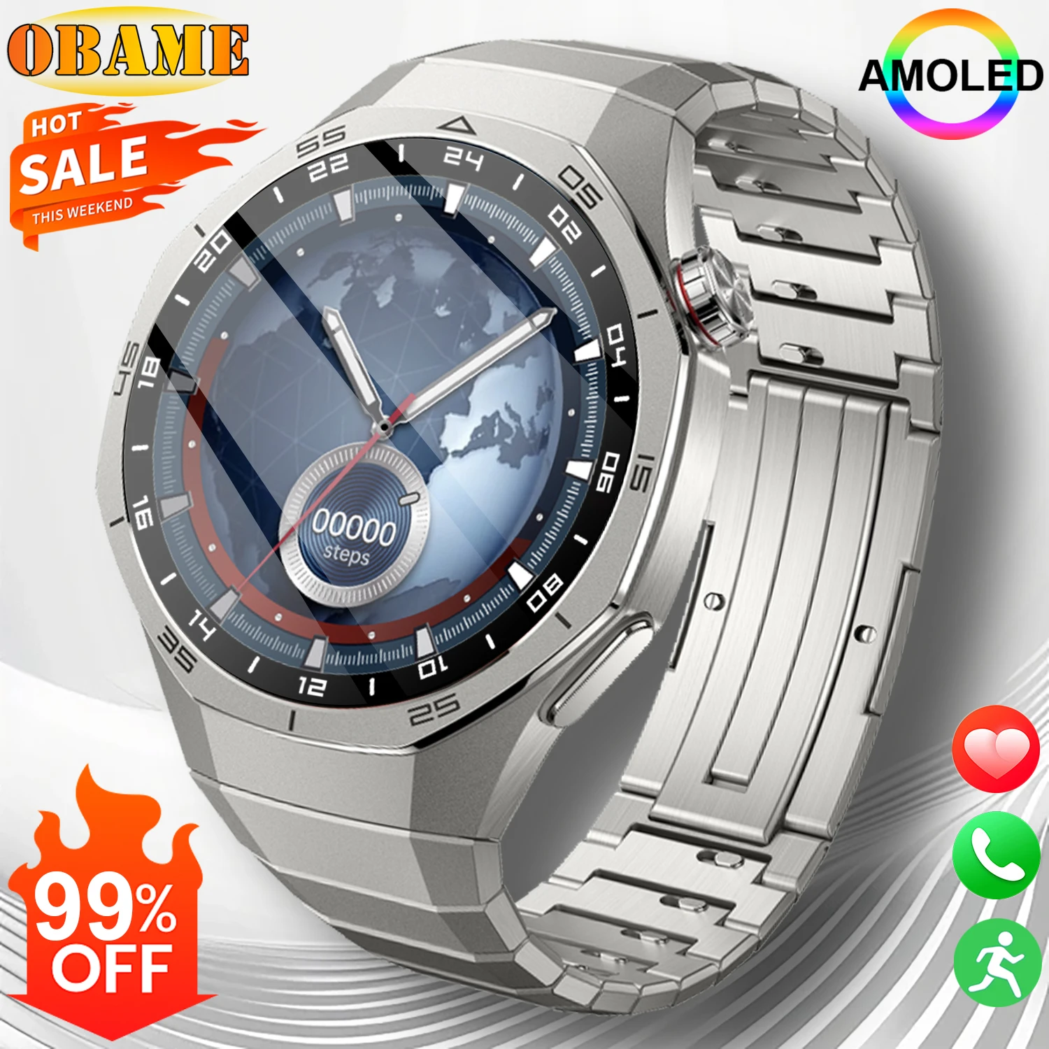 

New GT 5 Pro Smart Watch Men AMOLED Screen Sports SmartWatch GPS Bluetooth call Heart rate Message Waterproof Smartwatch 2025