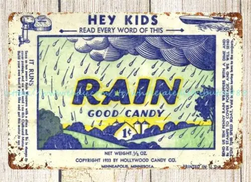 1930s Rain Hail candy  Candy minneapolis Minnesota metal tin sign