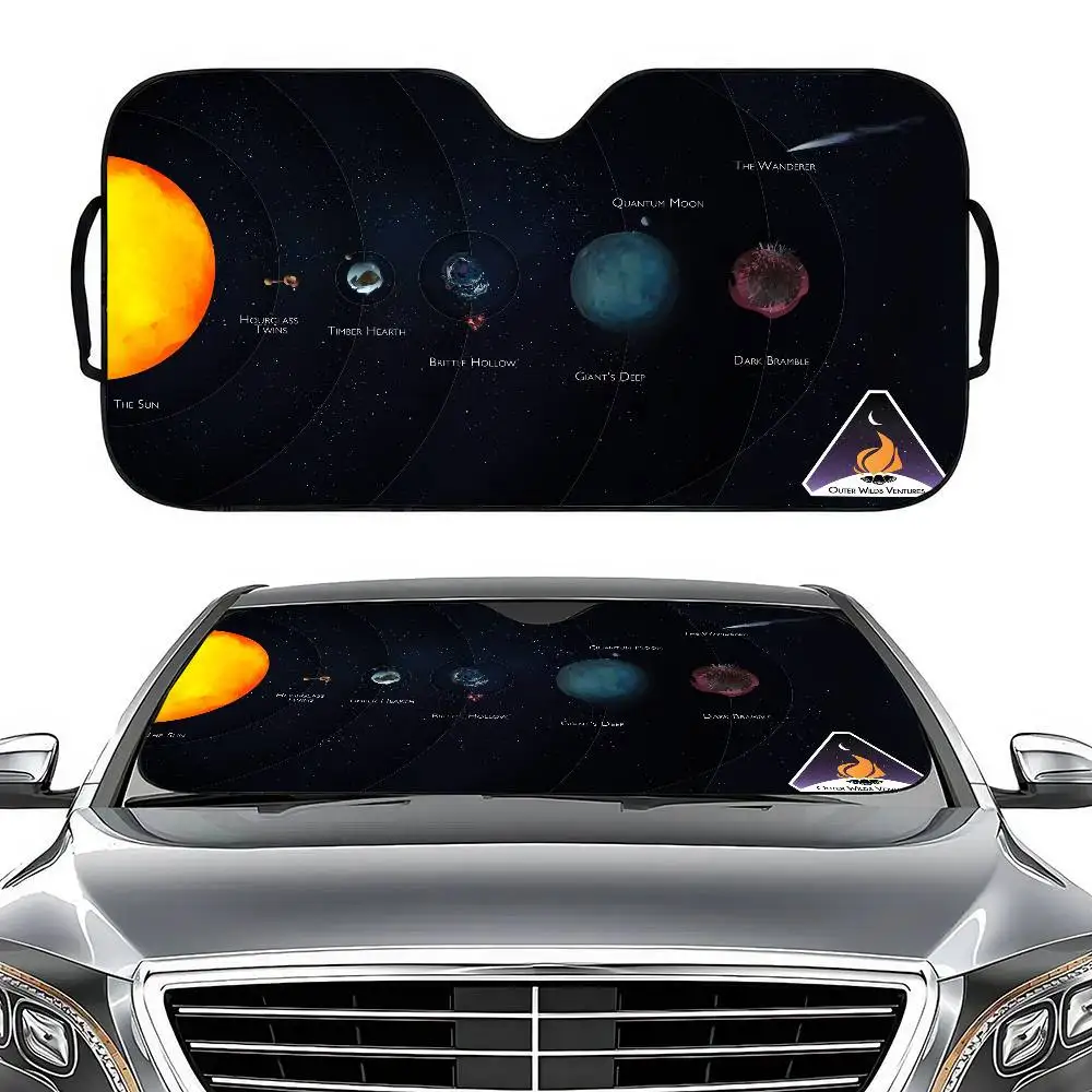 

Outer Wilds Novelty Car Front Windshield Sunshade 70x130cm Cartoon Foils Car Window Windscreen Cover