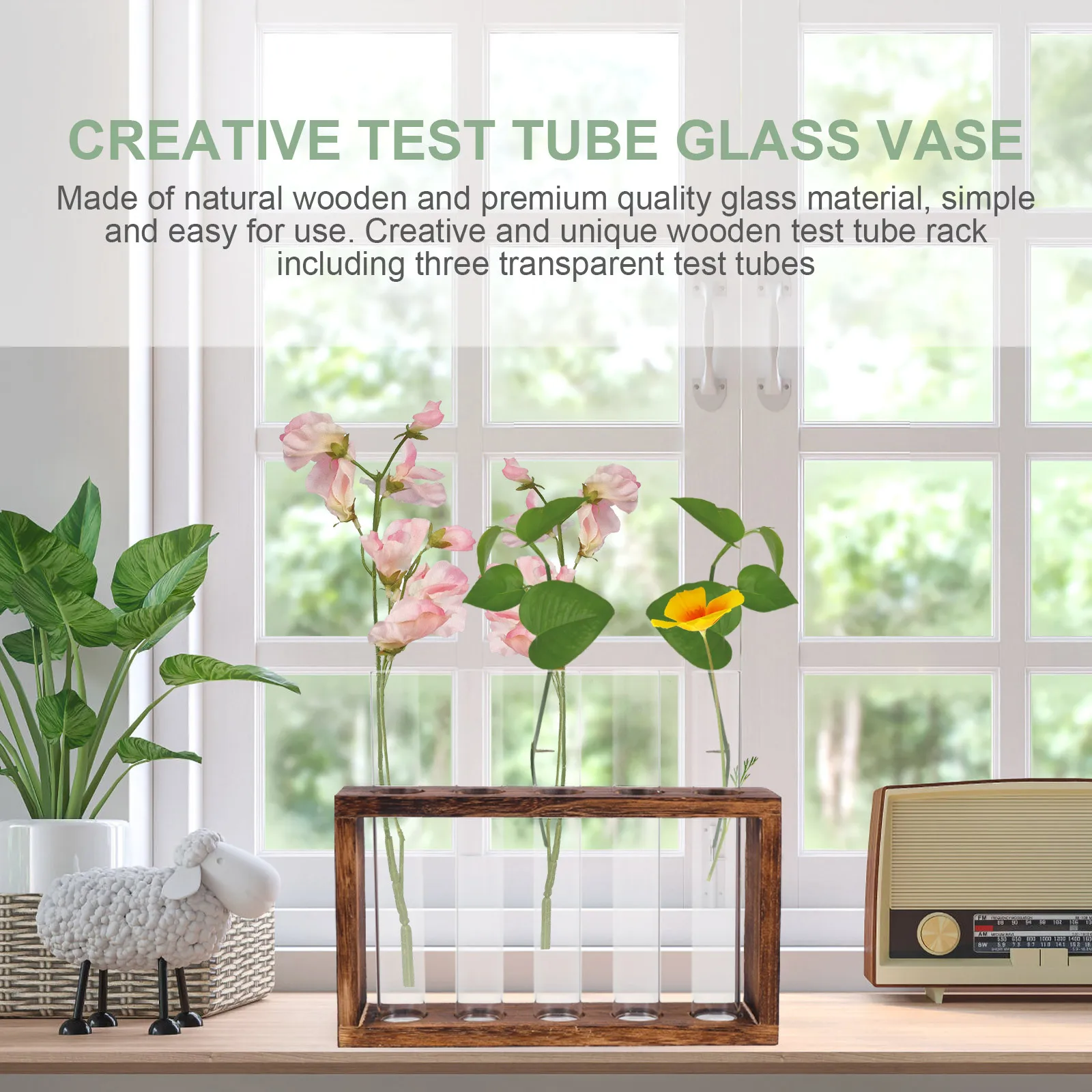 

Test Tube Vase Transparent Glass Water Planting Container Hydroponic Planter Round Mouth Smooth For Home Decor Flower Pot