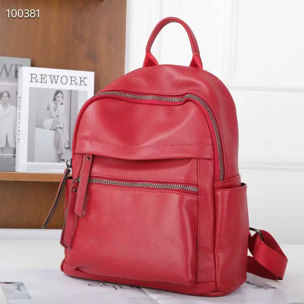 Casual Genuine Leather Backpack Daily Real Cow Leather Shoulder Bags for Woman Fashion Ladies Cowhide Travel Bagpack