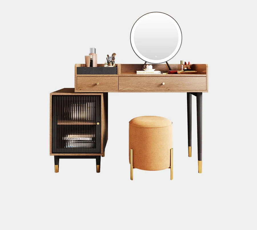 

Nordic dressing table Instagram integrated dressing table, bedroom simple solid wood dressing table