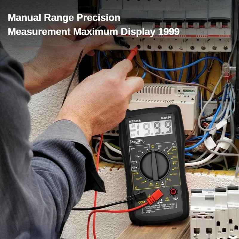 Deli Professional Handheld Digital Multimeter AC DC Voltage Ammeter High Precision Clamp Shaped Household Universal Watch