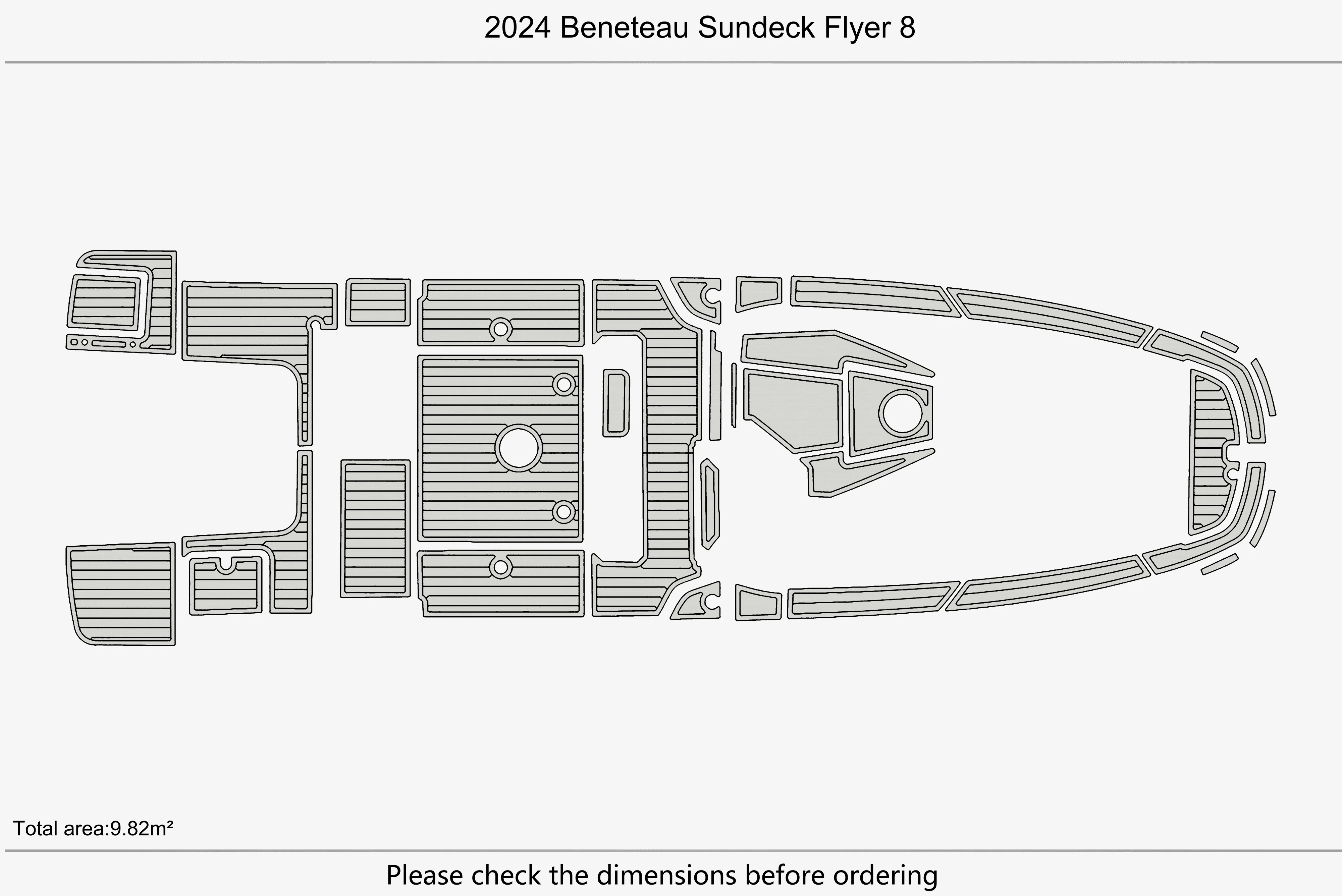 2024 Beneteau Sundeck Flyer 8 1/4 "6 مللي متر إيفا رغوة عدم الانزلاق PVC خشب الساج التزيين البحرية حصيرة أكوا جاتورستيب السجاد أرضية بحرية #3